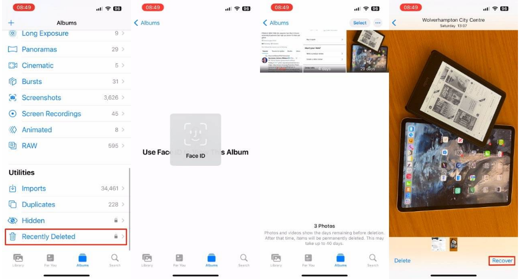 东丰苹果14维修分享 iPhone14 上恢复已删除的照片 